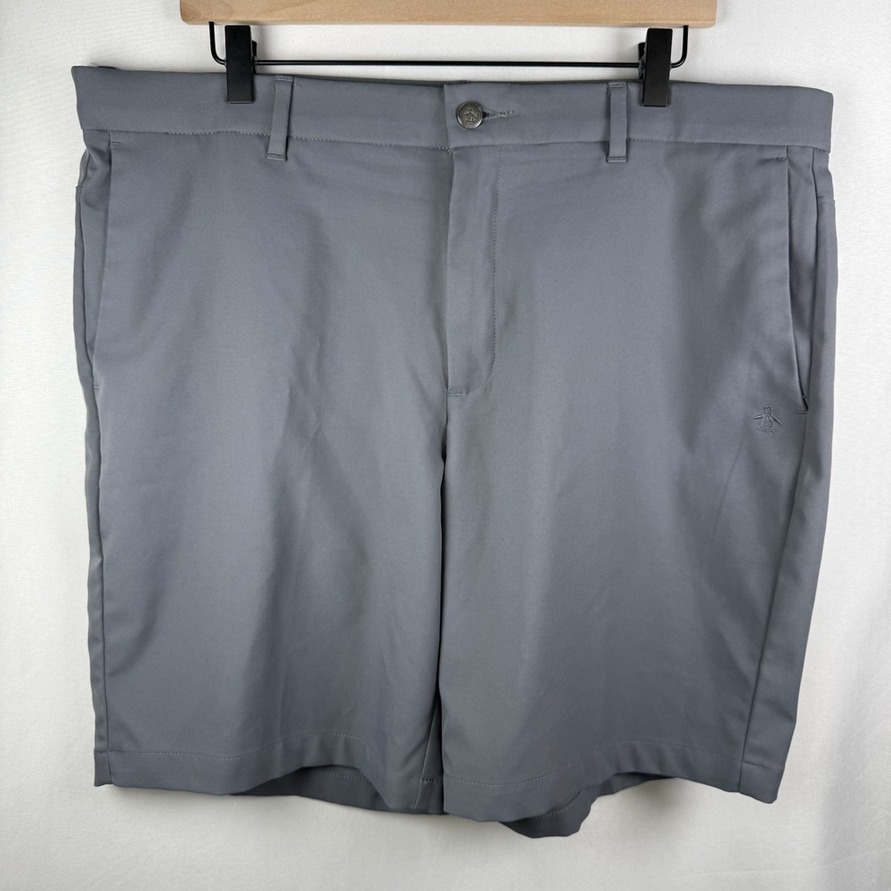 Penguin Shorts Men Size 38 Gray Golf Shorts Comfort Waist Band Belt Loops Preppy